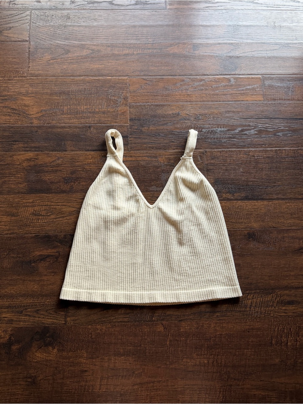 Free People Intimately Ribbed Cami V-Neck Cream Colored Tank Size M/L